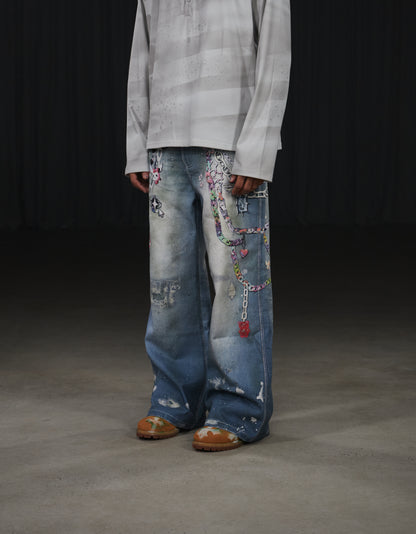Y2K Cartoon Pendants Print Pants
