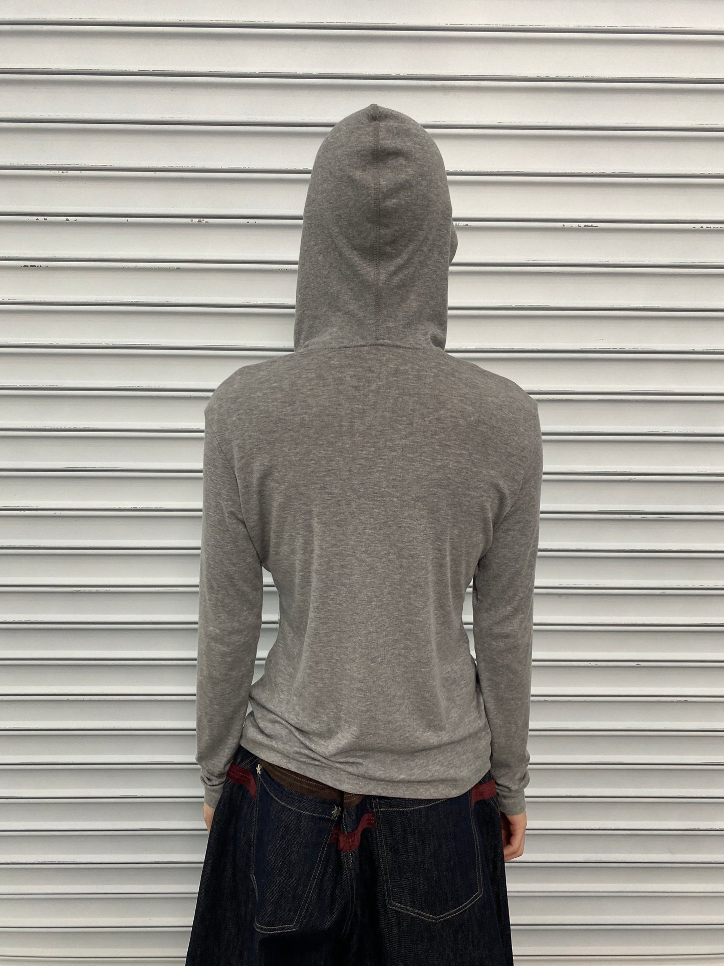 Gothic Lettering Half-Zip Hooded Long Sleeve