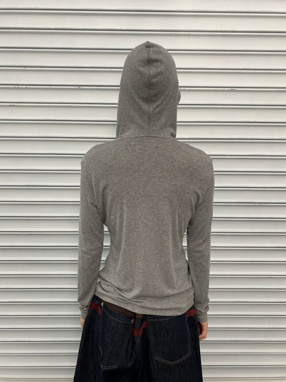 Gothic Lettering Half-Zip Hooded Long Sleeve