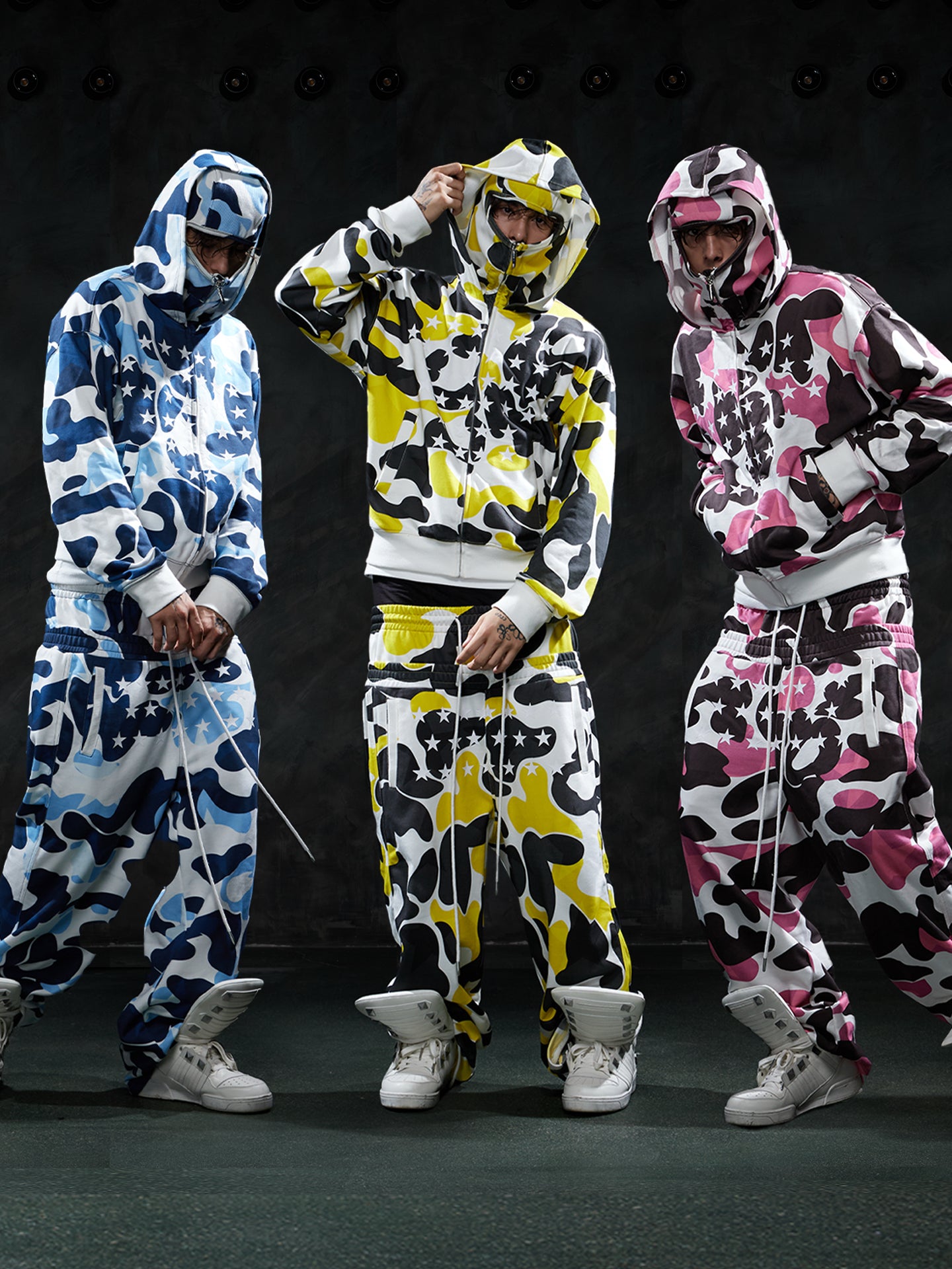Star Camo Face Mask Zip-Up Hoodie