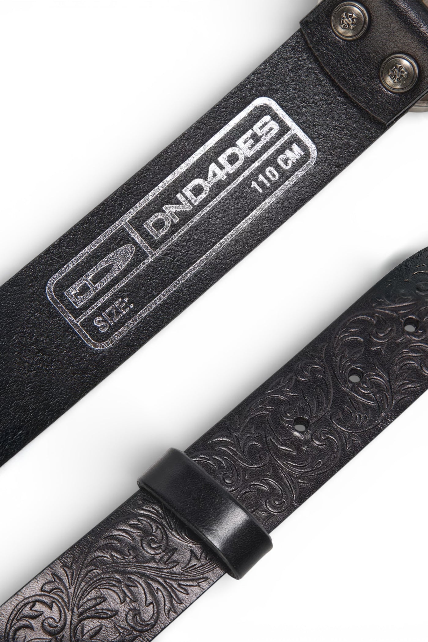 Chrome Acanthus Carved Leather Belt