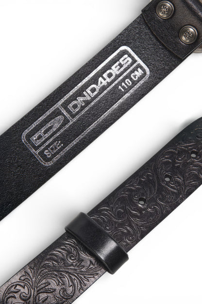 Chrome Acanthus Carved Leather Belt