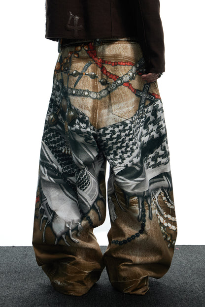 All-Over Print Bead Chain Pants