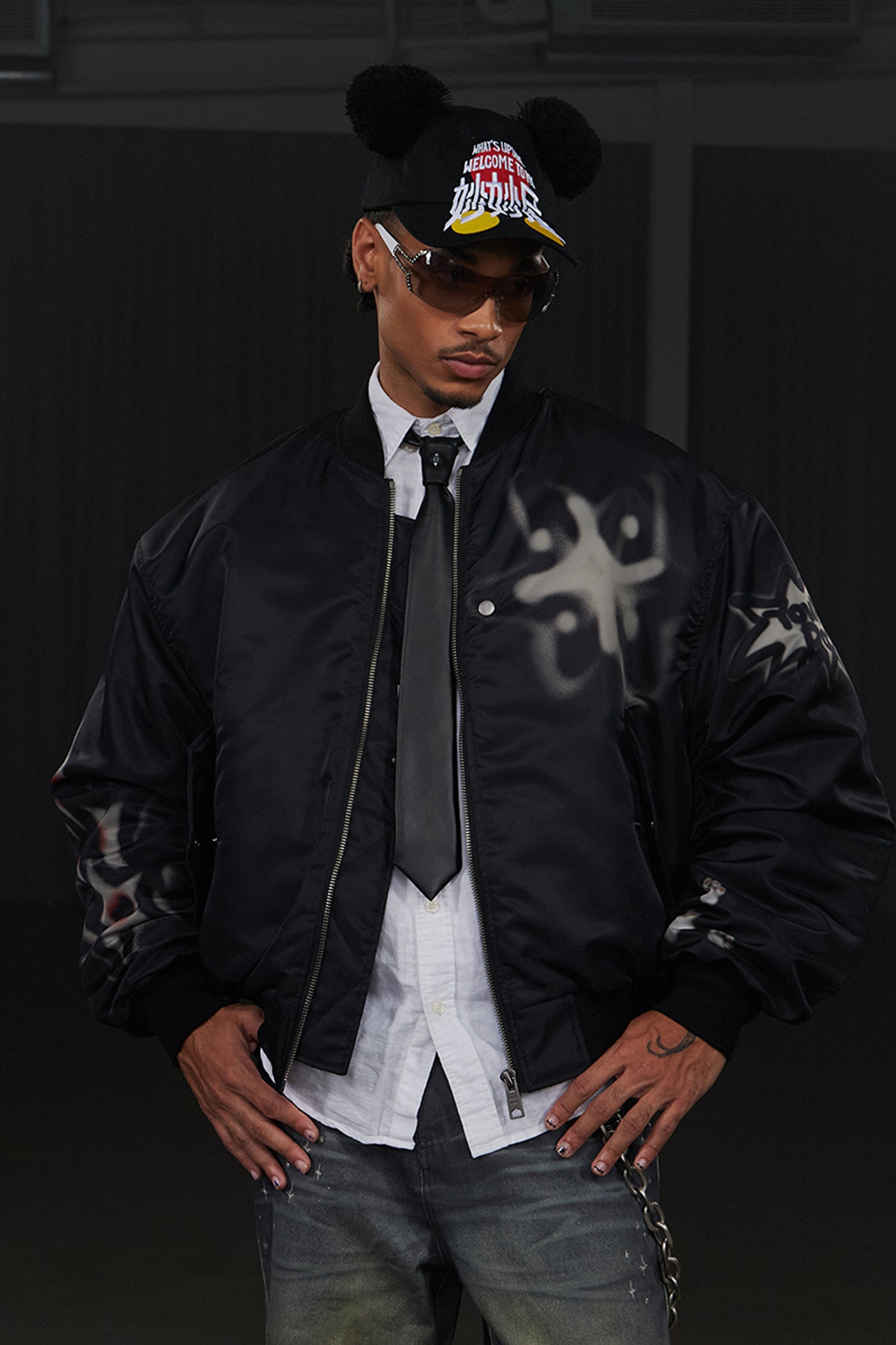 Graffiti Bulldog Bomber Jacket
