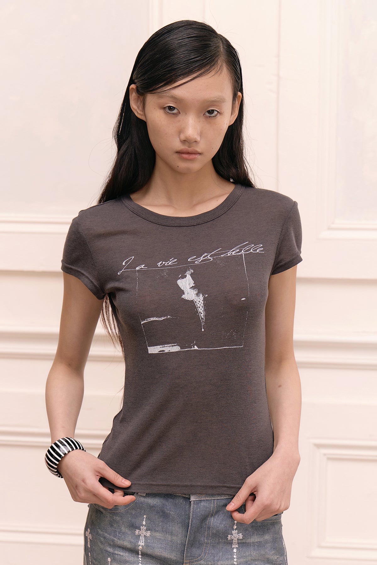 Retro Lady Print T-shirt