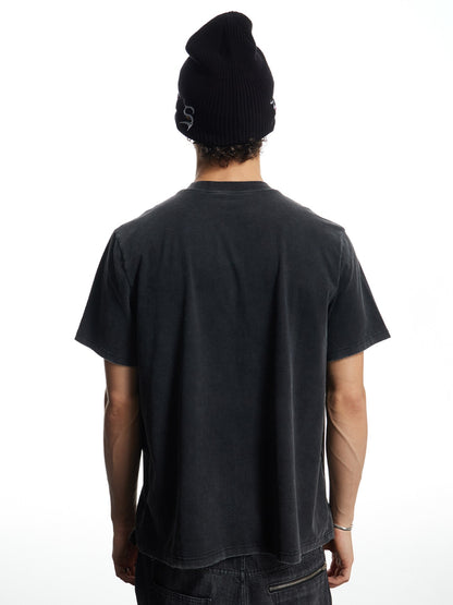 Heavy Washed Distorted Portrait Graphic Boxy T-Shirt