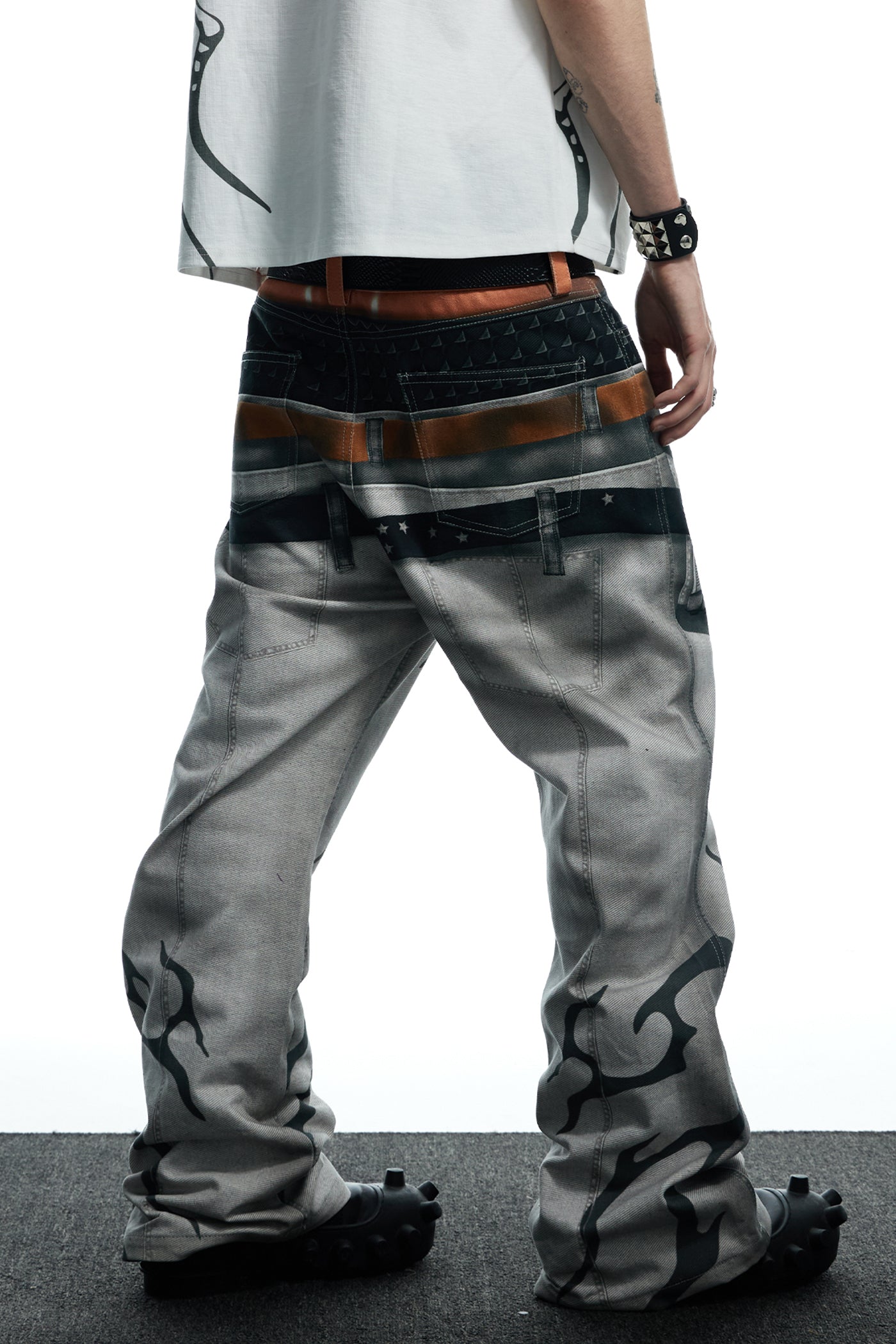 All-Over Print Double Waistband Pistol Pants