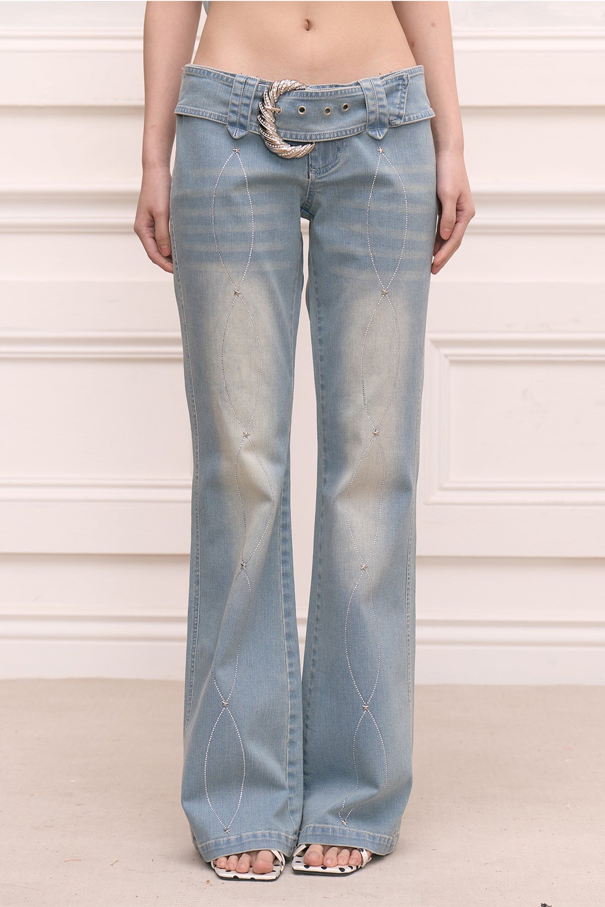 Diamond Belt Low Waist Pants