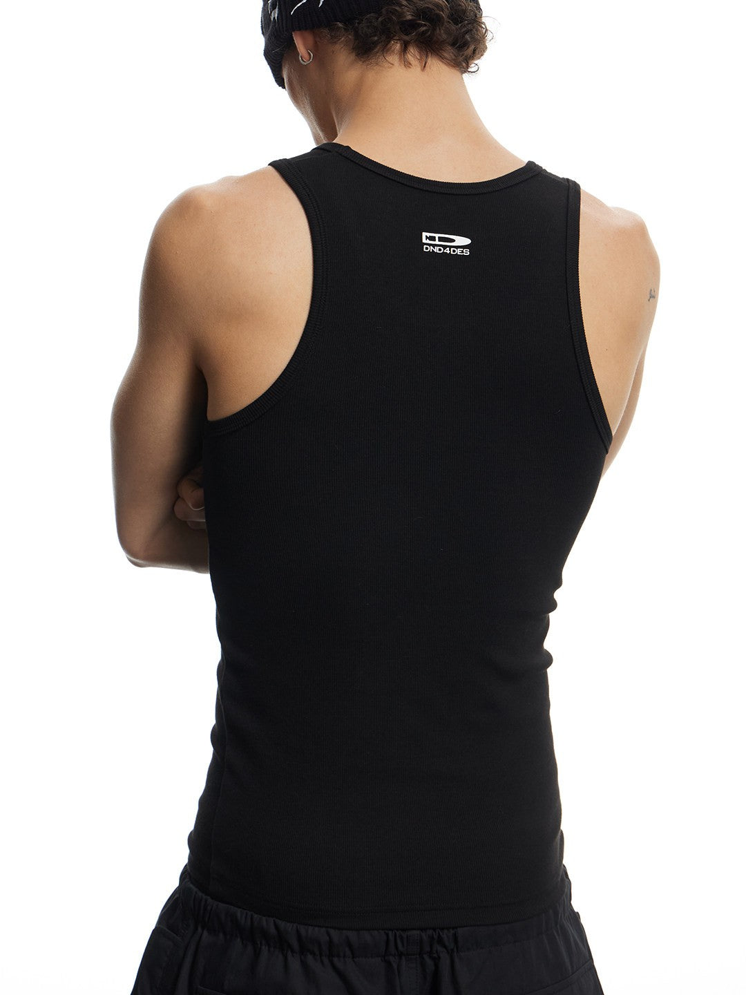 Bullet Logo Stretch Ribbed Fitted Tank Top