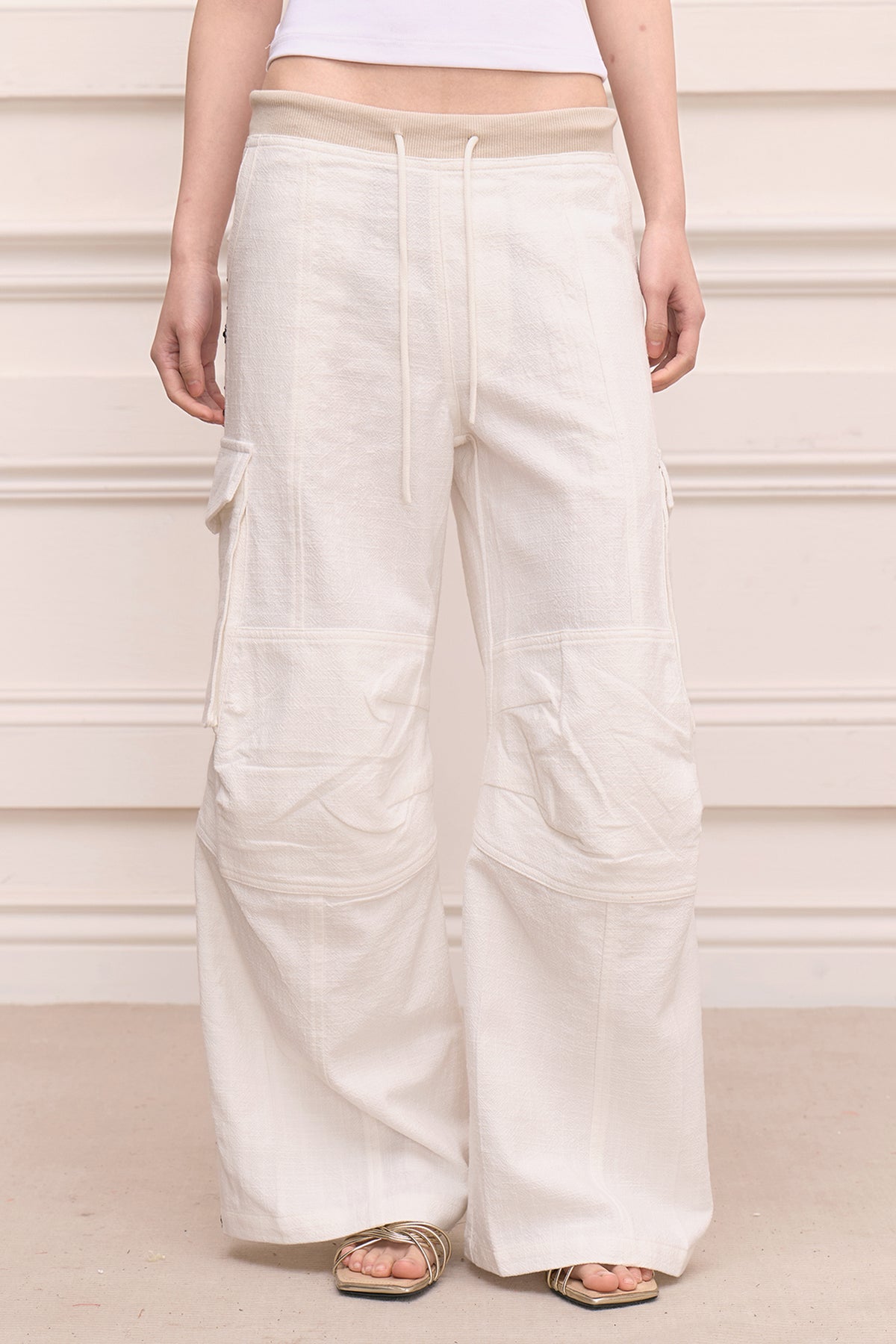 White Linen Cargo Pants