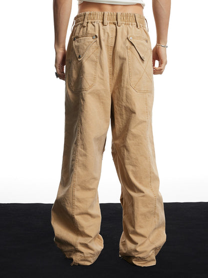 Washed Studded Geo Armor Panel Baggy Cargo Pants