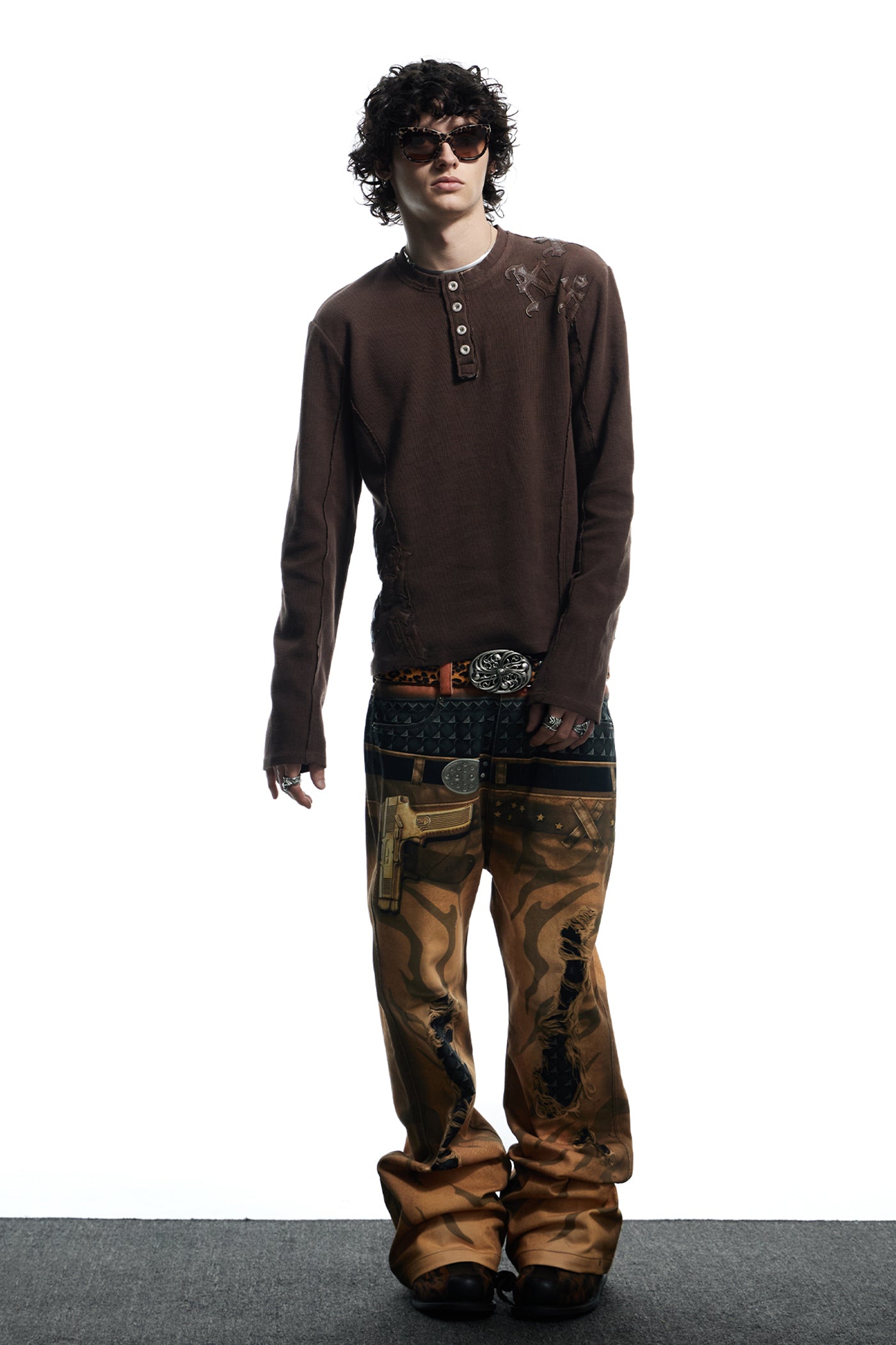 All-Over Print Double Waistband Pistol Pants