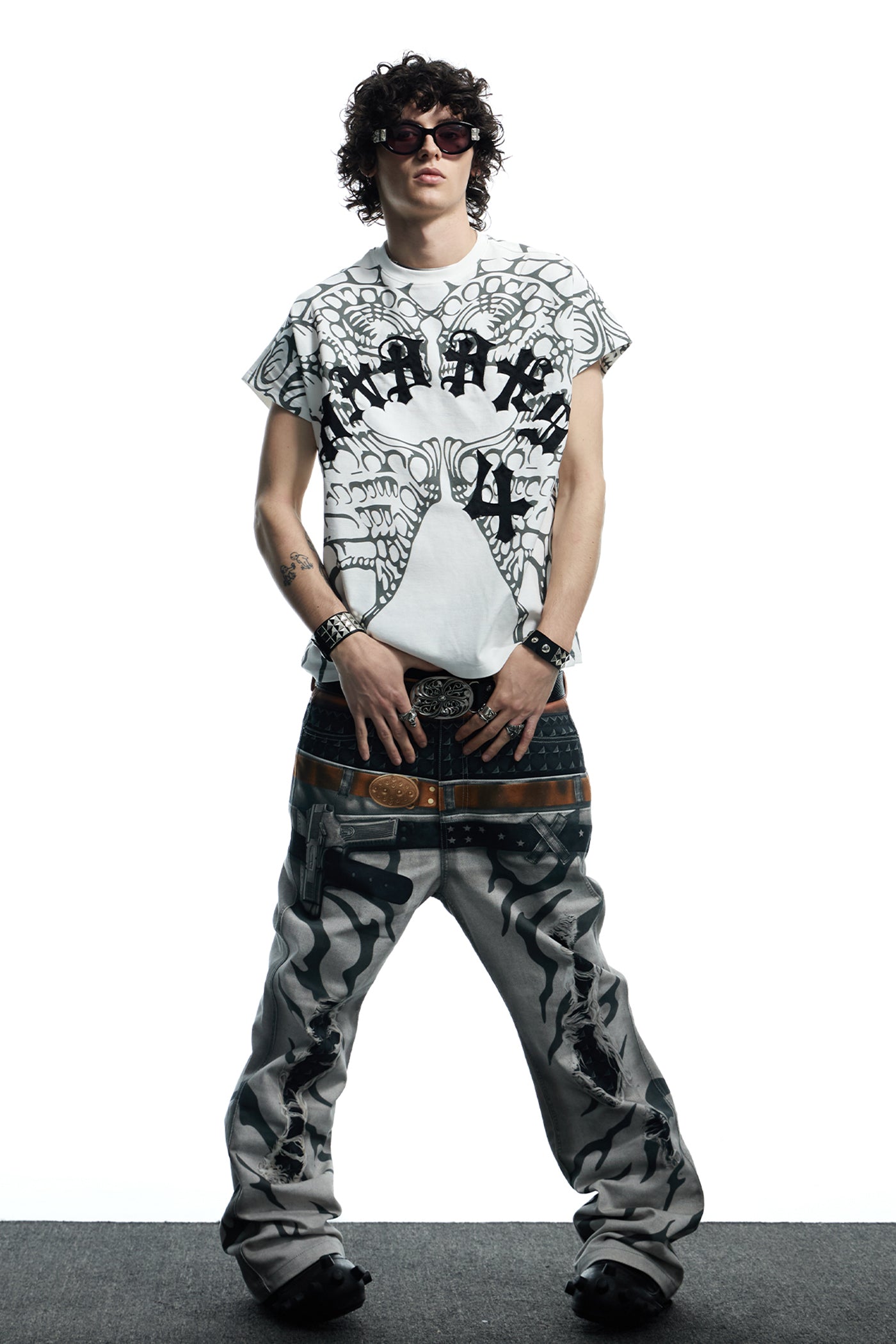 All-Over Print Double Waistband Pistol Pants