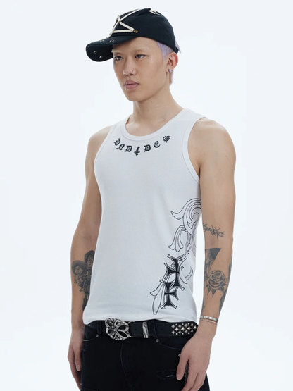 DND4DES Cross Side Graphic Tank Top