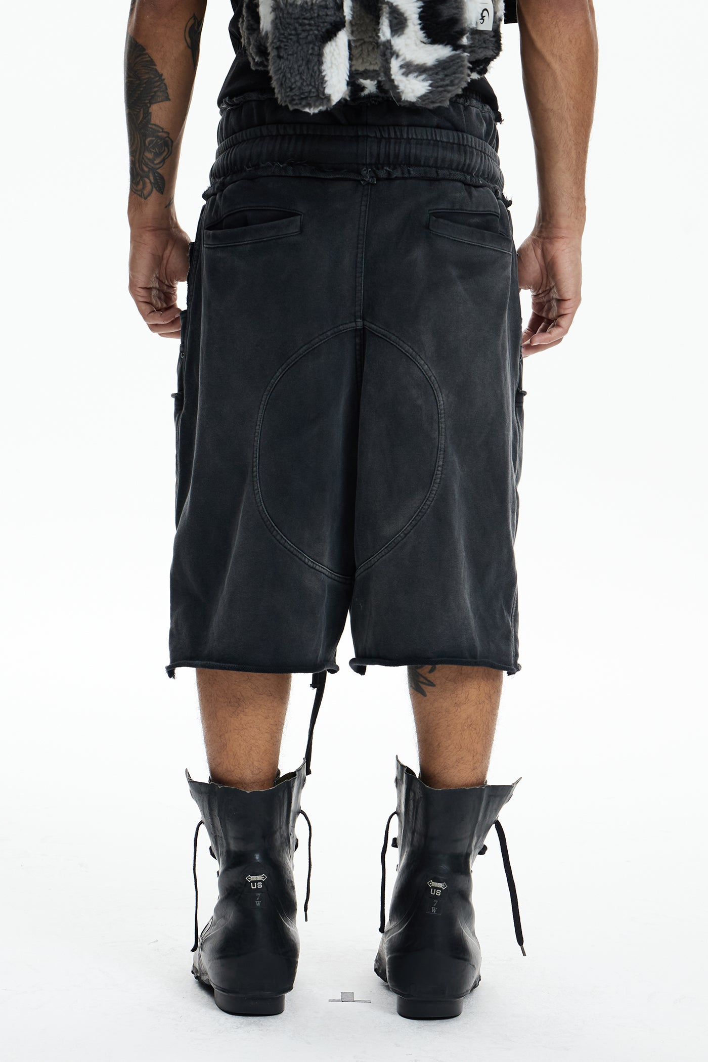 Deconstructed Double Waistband Logger Pocket 3/4 Pants