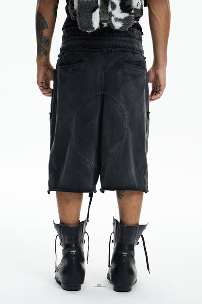 Deconstructed Double Waistband Logger Pocket 3/4 Pants