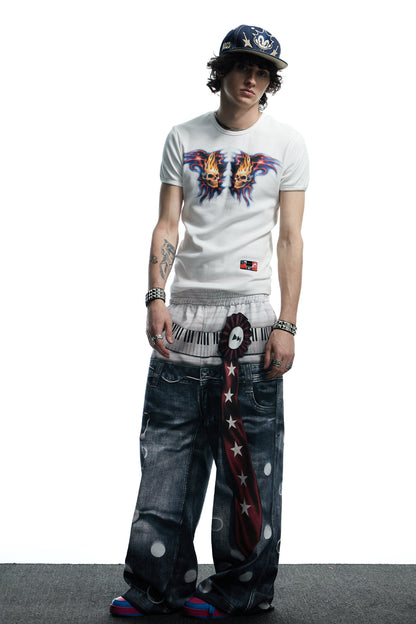 All-Over Print Tie Polka Dot Sweatpants