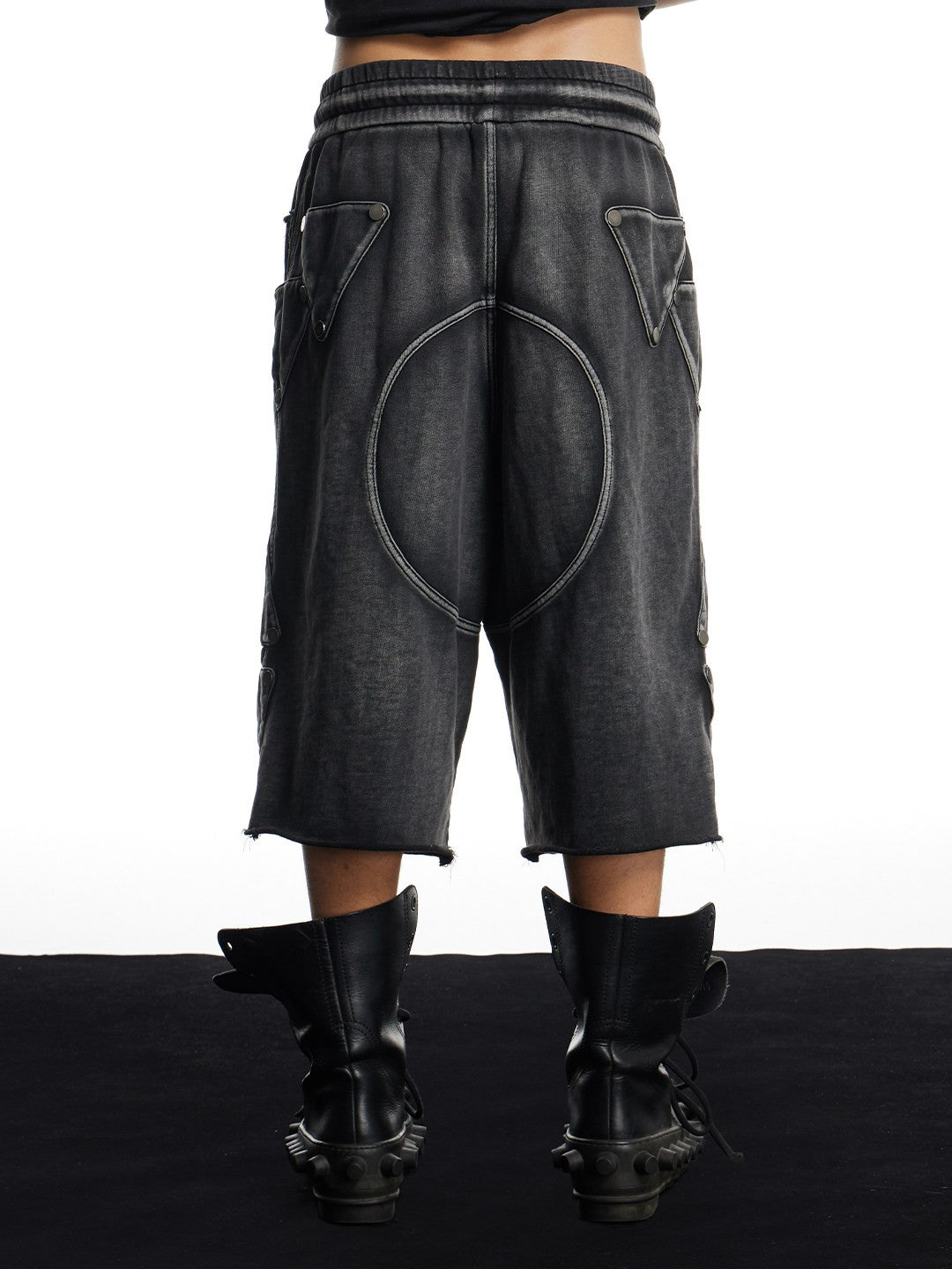 Faded Studded Geo Armor Panel Cargo Shorts