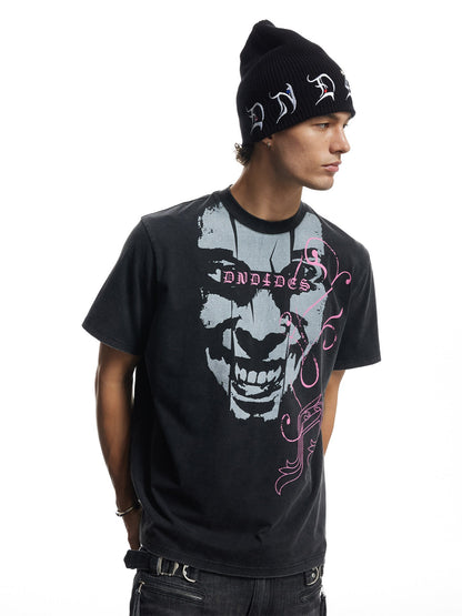 Heavy Washed Distorted Portrait Graphic Boxy T-Shirt
