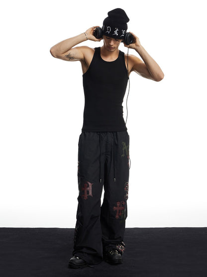 Bullet Logo Stretch Ribbed Fitted Tank Top