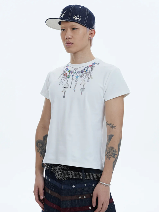 Y2K Layered-Chain Silm Fit T-shirt
