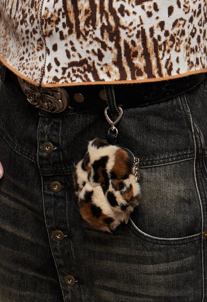 Faux Fur Leopard Paw Mini Bag