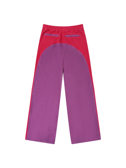 Colorblock Fleece Zip-Up Hoodie & Wide-Leg Sweatpants