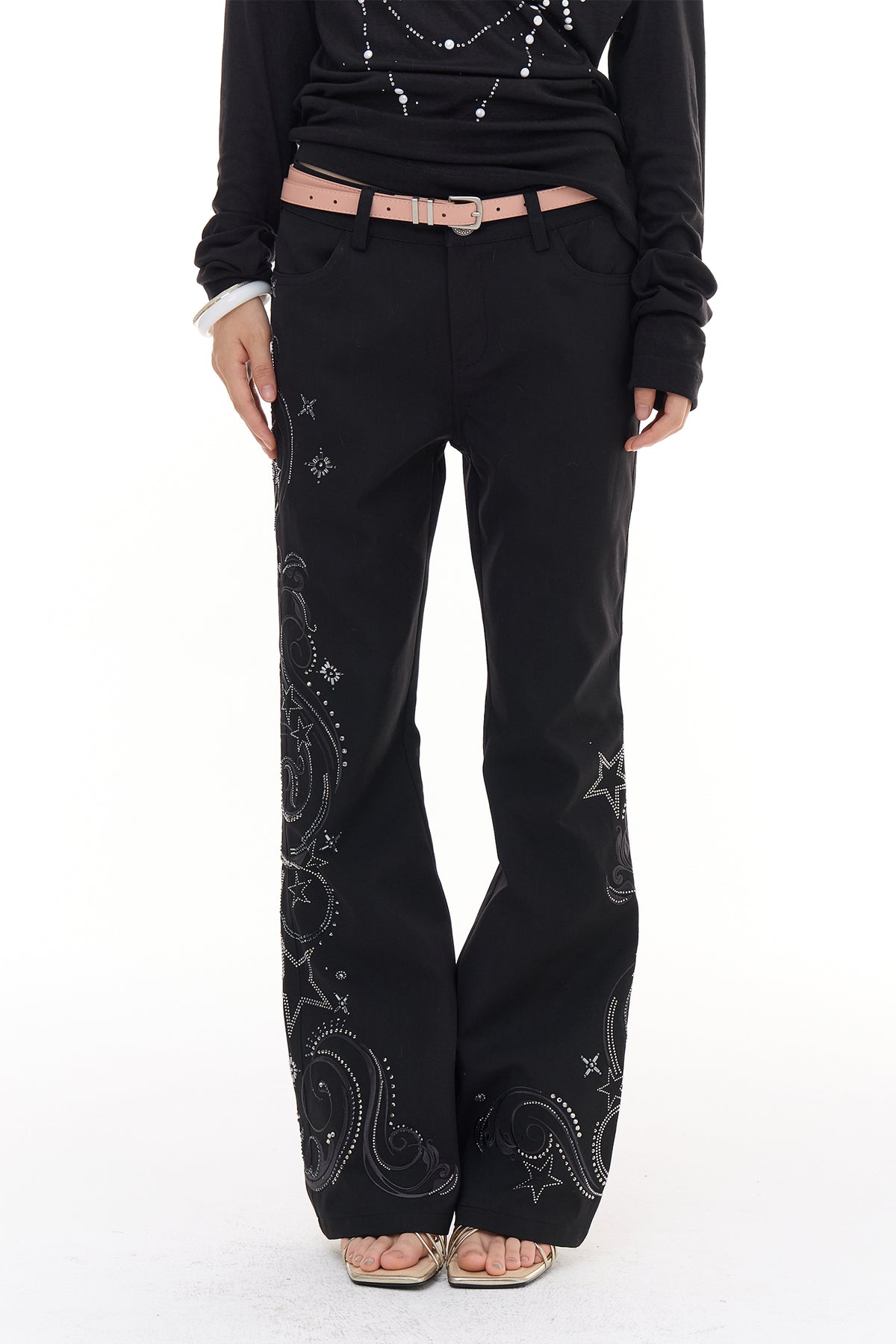 Star studded embroidered trousers