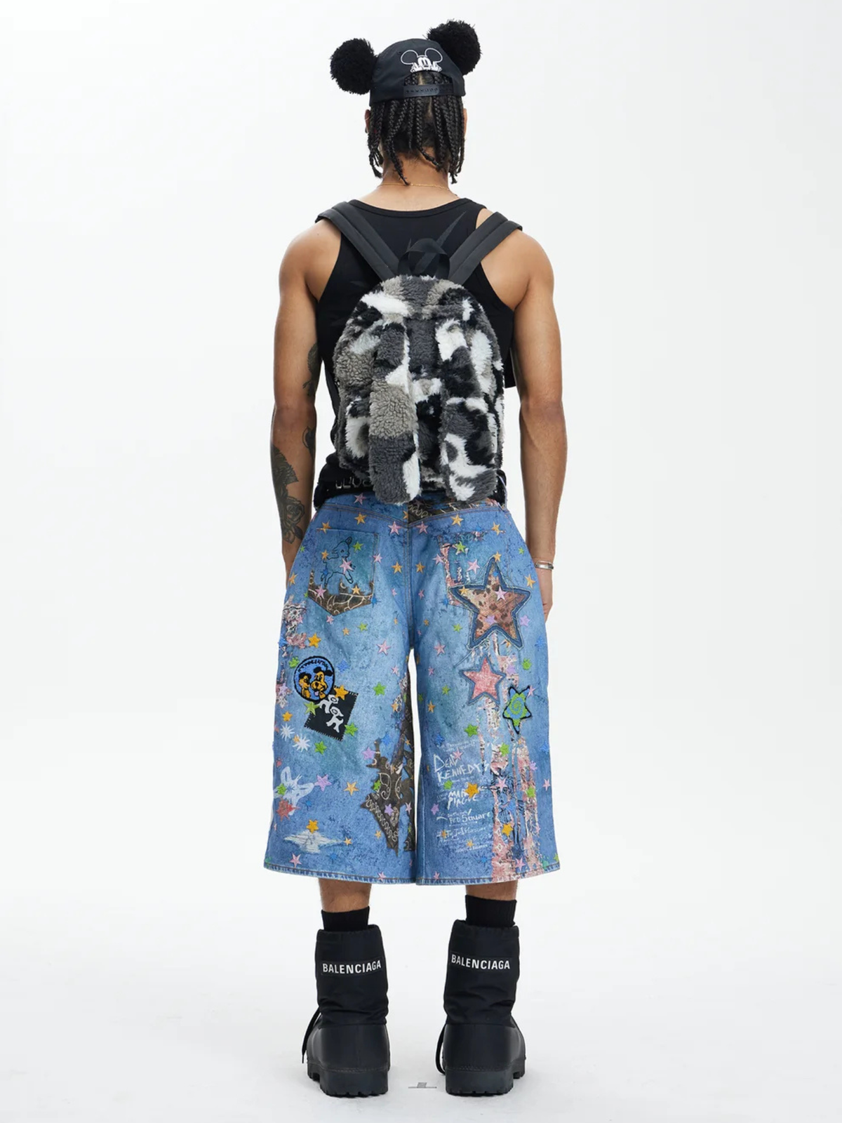 Star Graffiti Patchwork Baggy Pants