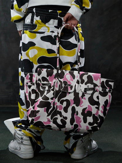 Camo Print Metal Buckle Oversized Tote Bag