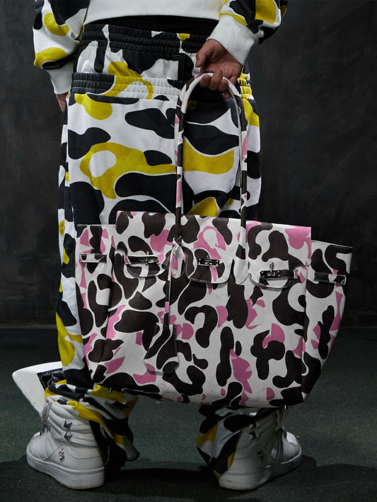 Camo Print Metal Buckle Oversized Tote Bag