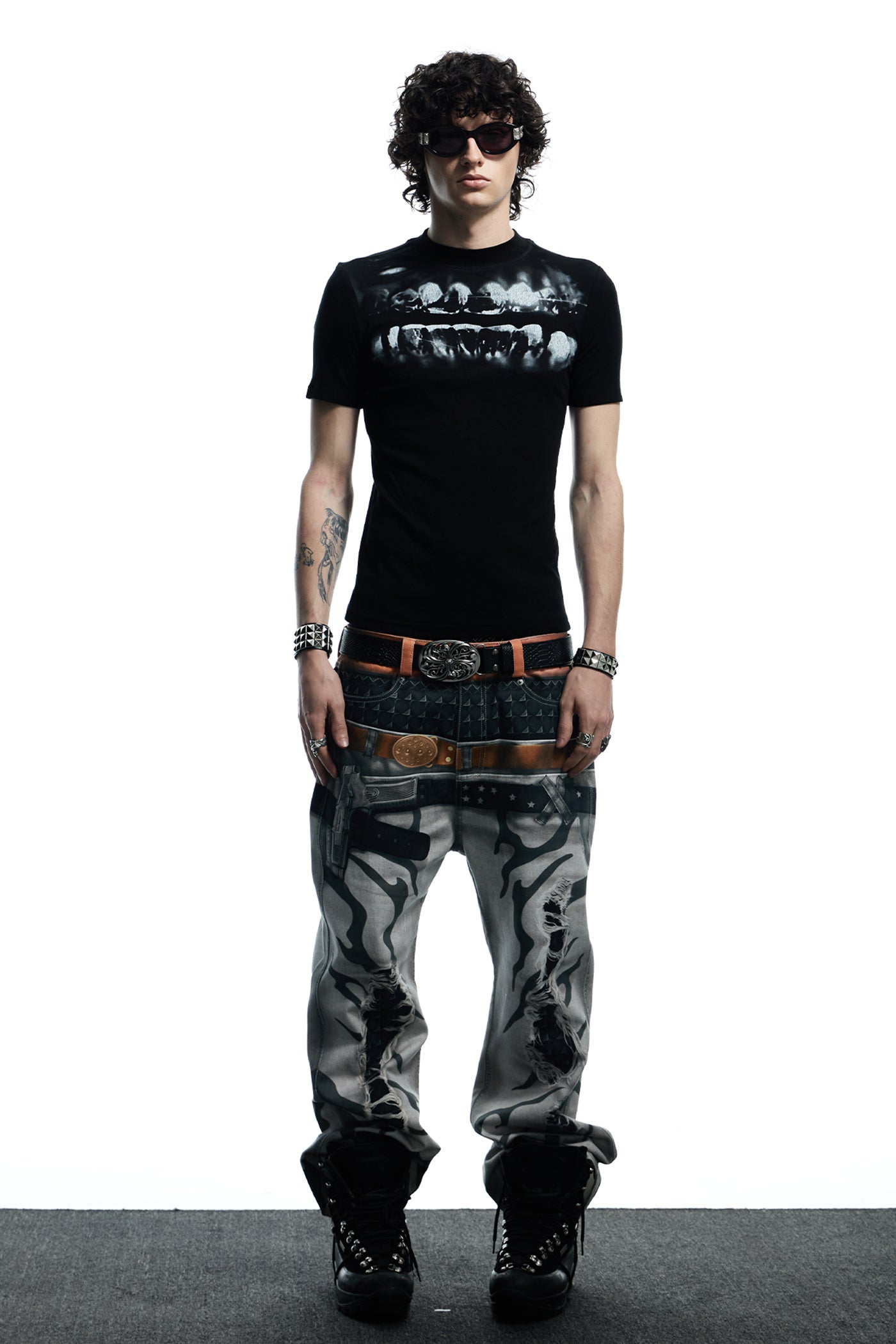 All-Over Print Double Waistband Pistol Pants