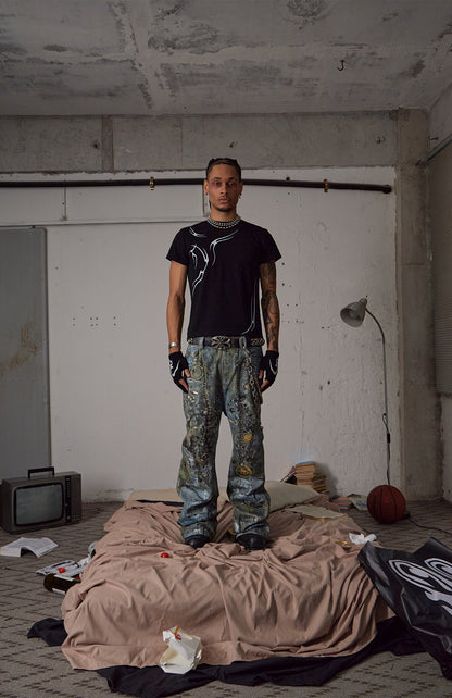 Gems Rotten Distressed Flared Jeans