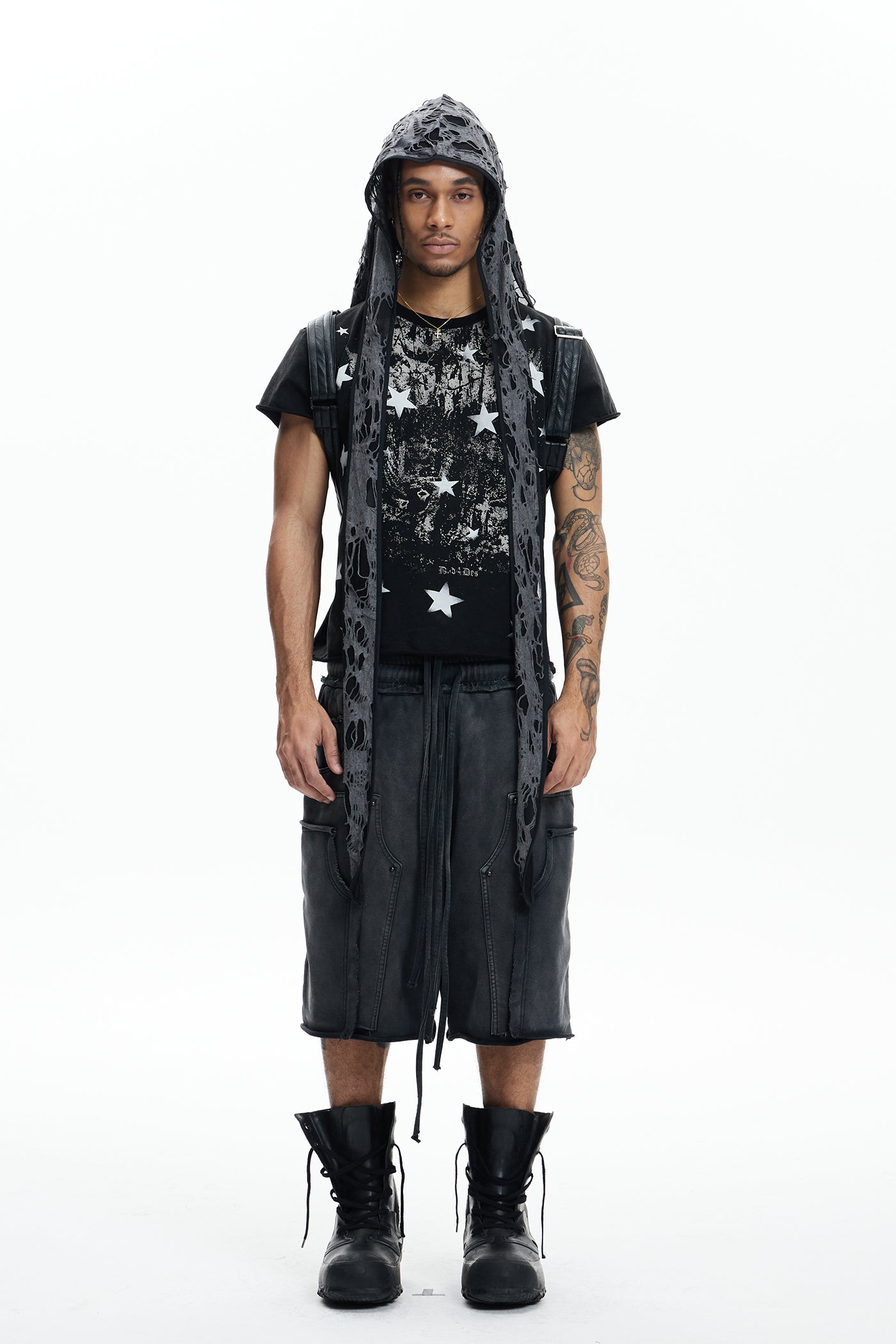 Faded Grunge "DND4DES" Distressed Full Star Vintage Print Tee