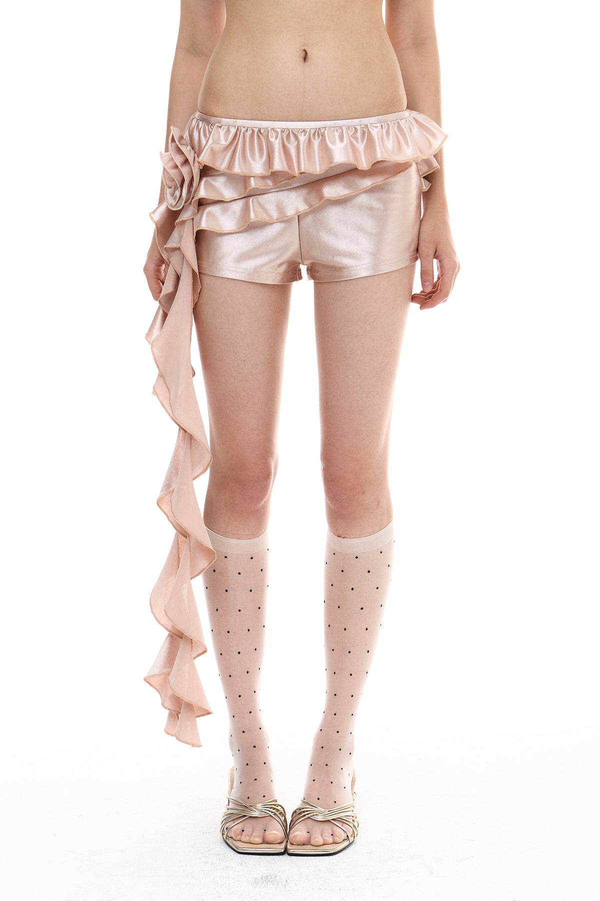 Satin pleated skirt pants