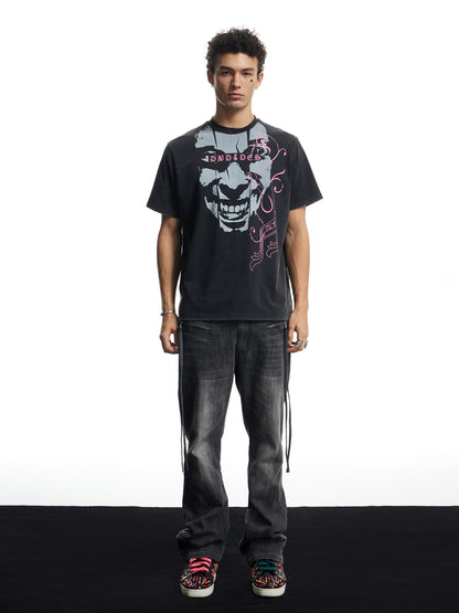 Heavy Washed Distorted Portrait Graphic Boxy T-Shirt