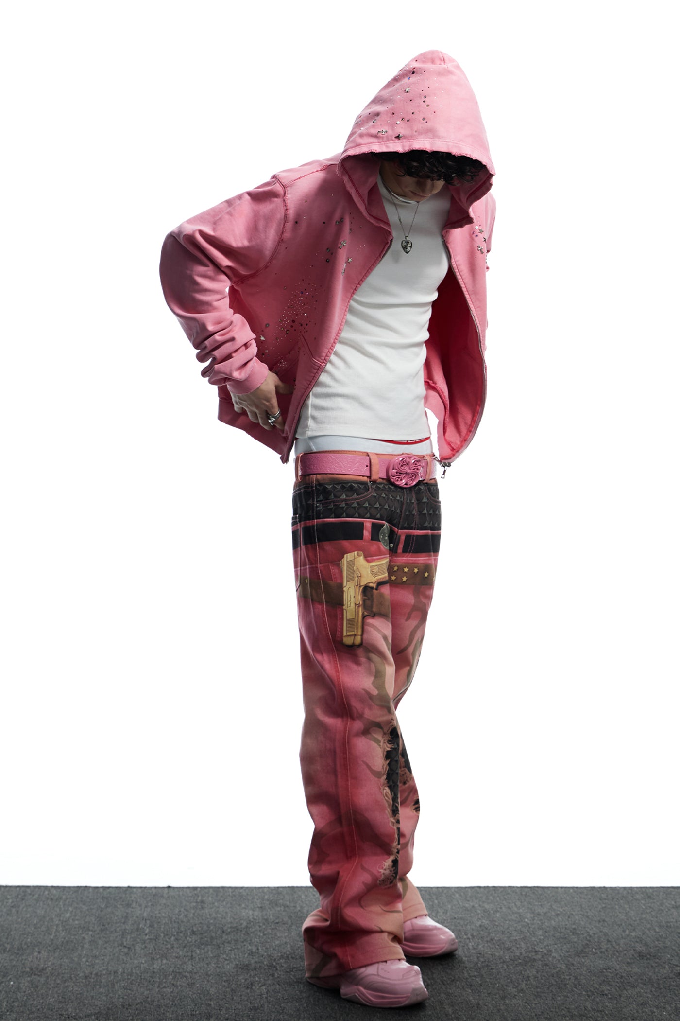 All-Over Print Double Waistband Pistol Pants