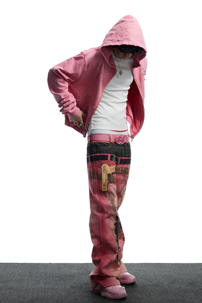 All-Over Print Double Waistband Pistol Pants