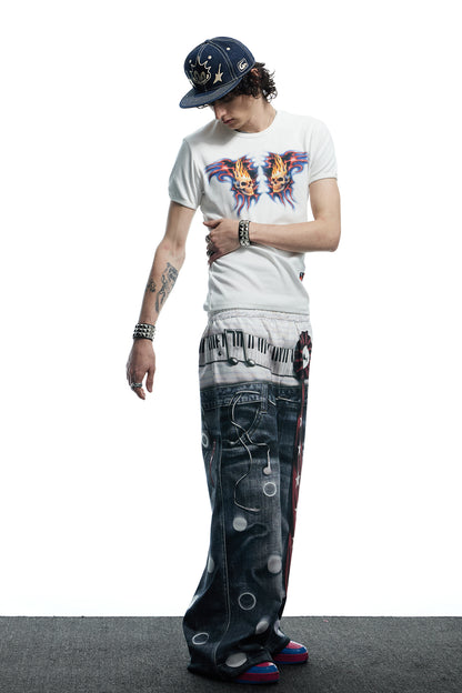 All-Over Print Tie Polka Dot Sweatpants