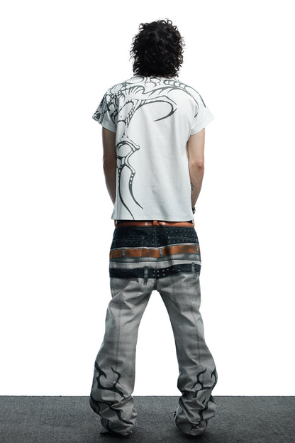 All-Over Print Double Waistband Pistol Pants