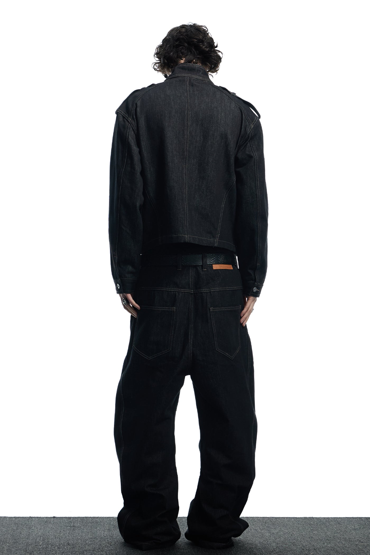 Raw Denim Long Button Jacket