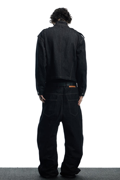 Raw Denim Long Button Jacket