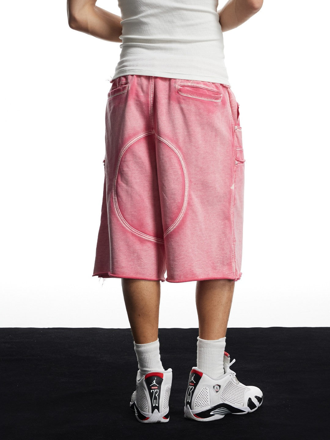 Washed Deconstructed Raw Edge Pocket Long Shorts
