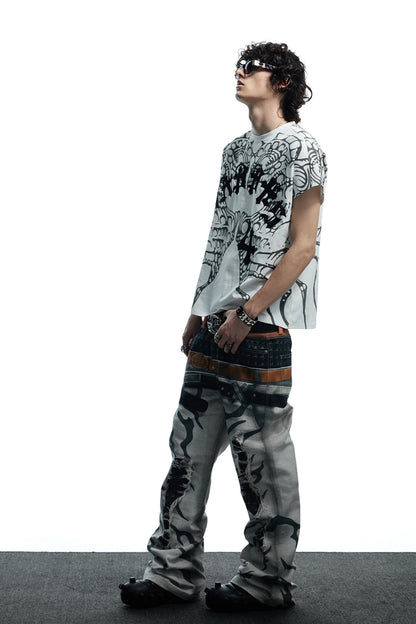 Wings All-Over Print Applique Vest