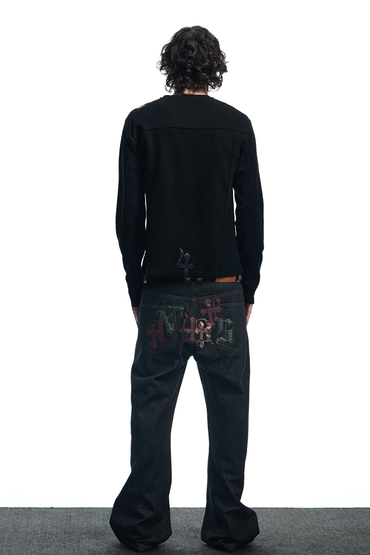 Camouflage Gothic Applique Raw Denim
