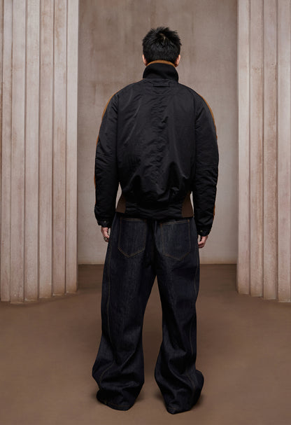 Avant-garde Curved Button-Down Raw Denim Curved Jeans
