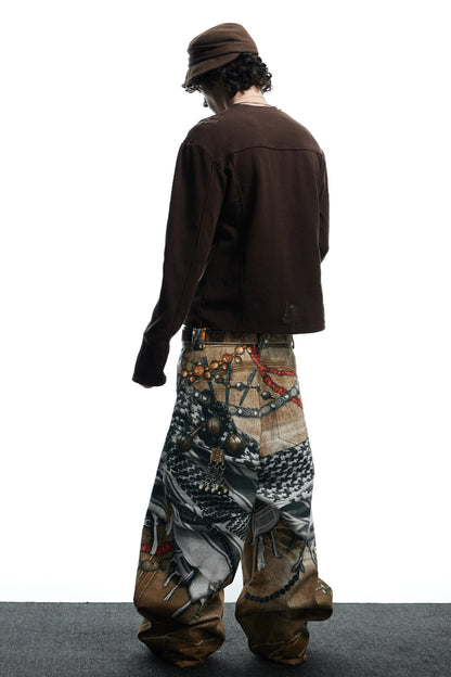 All-Over Print Bead Chain Pants