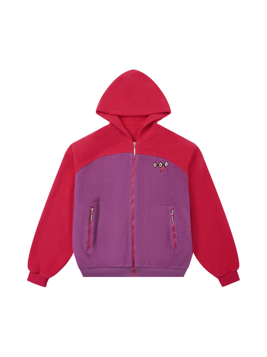 Colorblock Fleece Zip-Up Hoodie & Wide-Leg Sweatpants