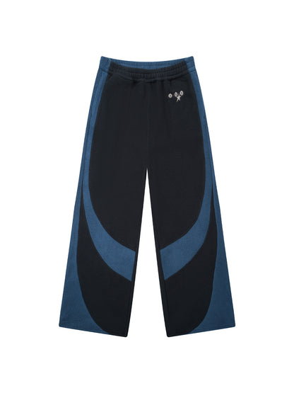 Colorblock Fleece Zip-Up Hoodie & Wide-Leg Sweatpants