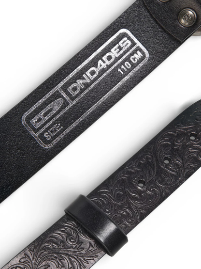 Chrome Acanthus Carved Leather Belt
